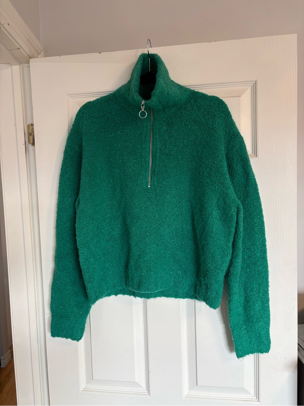 Wilfred Emerald Green Plush Half-Zip Turtleneck Sweater